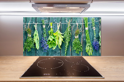 Cooker splashback Herbs on a string