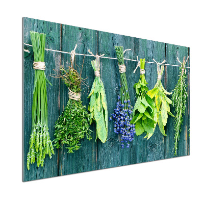 Cooker splashback Herbs on a string