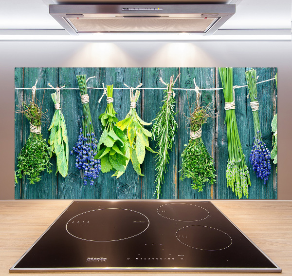 Cooker splashback Herbs on a string