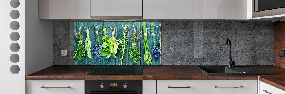 Cooker splashback Herbs on a string