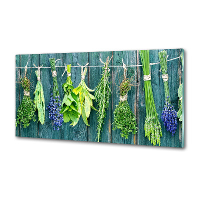 Cooker splashback Herbs on a string