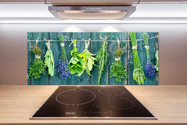 Cooker splashback Herbs on a string