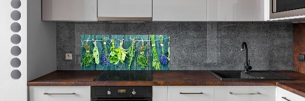 Cooker splashback Herbs on a string