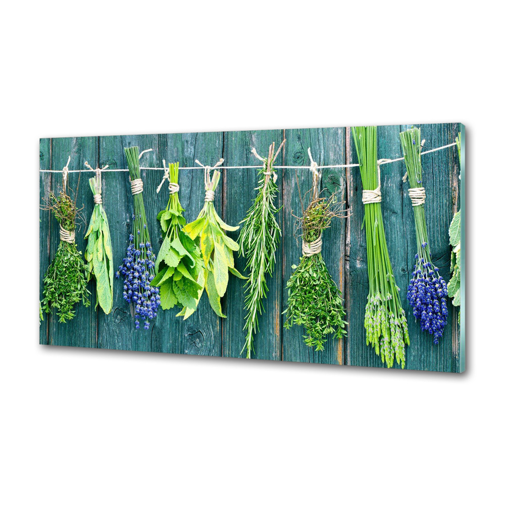 Cooker splashback Herbs on a string