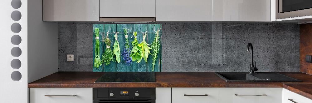 Cooker splashback Herbs on a string