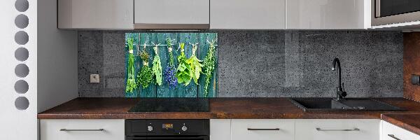 Cooker splashback Herbs on a string