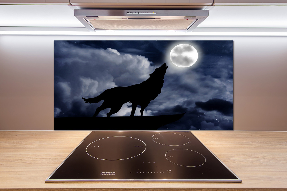 Kitchen wall panels A howling wolf full