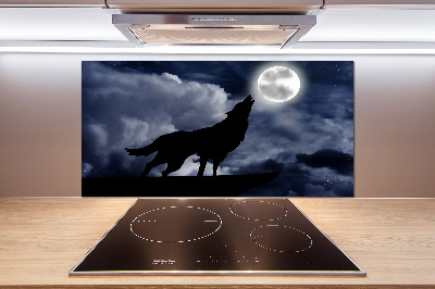 Kitchen wall panels A howling wolf full