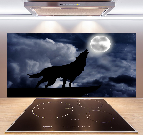 Kitchen wall panels A howling wolf full