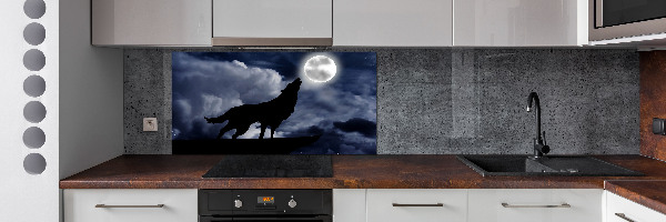 Kitchen wall panels A howling wolf full