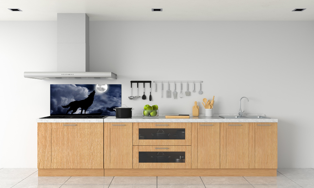 Kitchen wall panels A howling wolf full