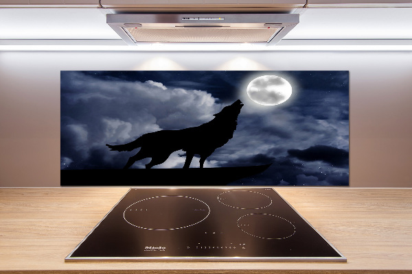 Kitchen wall panels A howling wolf full