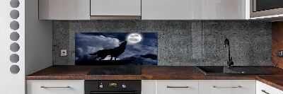 Kitchen wall panels A howling wolf full