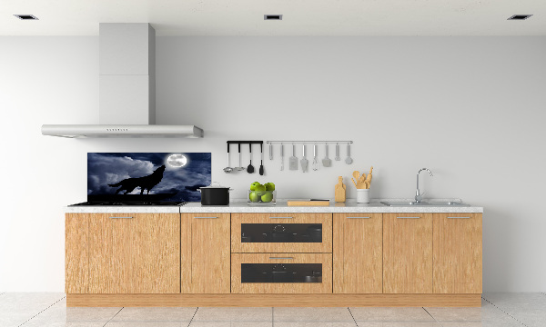 Kitchen wall panels A howling wolf full