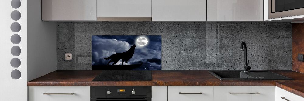 Kitchen wall panels A howling wolf full