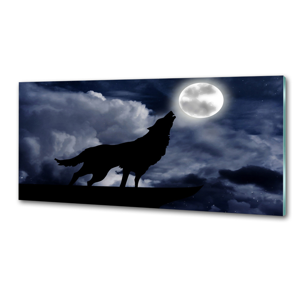 Kitchen wall panels A howling wolf full