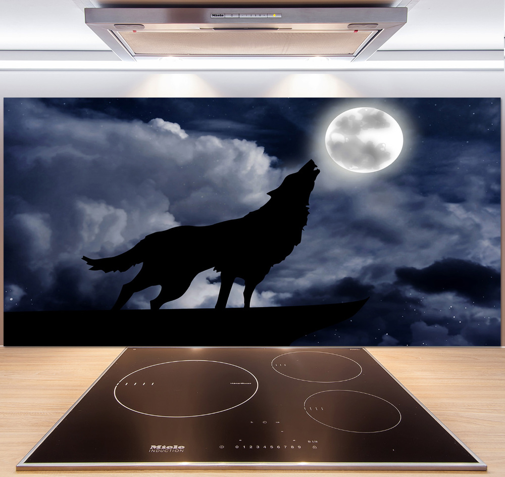 Kitchen wall panels A howling wolf full