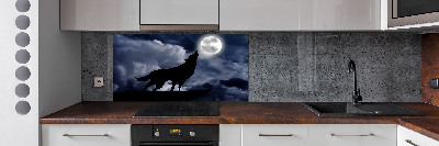 Kitchen wall panels A howling wolf full