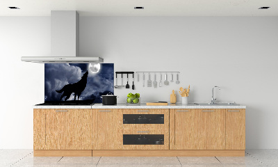 Kitchen wall panels A howling wolf full