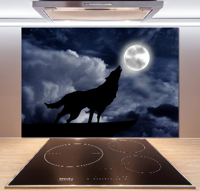 Kitchen wall panels A howling wolf full