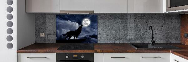 Kitchen wall panels A howling wolf full