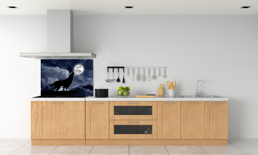 Kitchen wall panels A howling wolf full