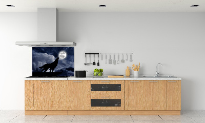 Kitchen wall panels A howling wolf full