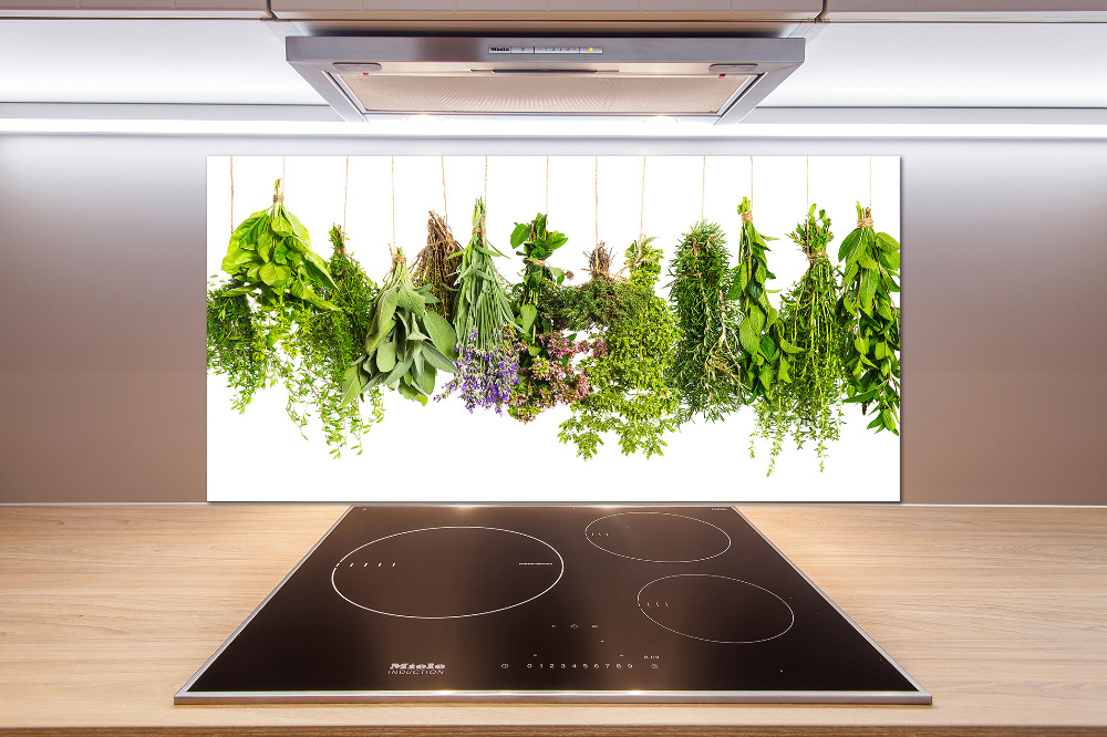 Cooker splashback Herbs on a string