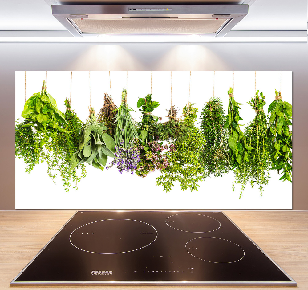 Cooker splashback Herbs on a string