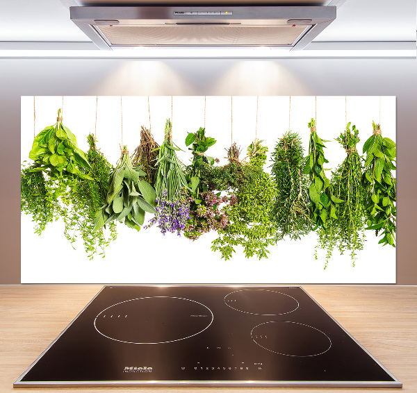 Cooker splashback Herbs on a string