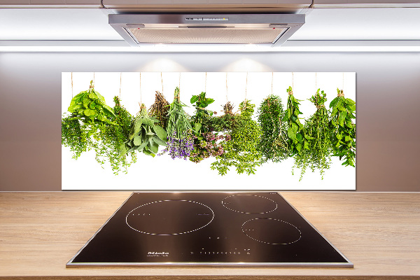 Cooker splashback Herbs on a string