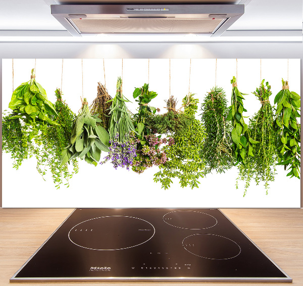 Cooker splashback Herbs on a string