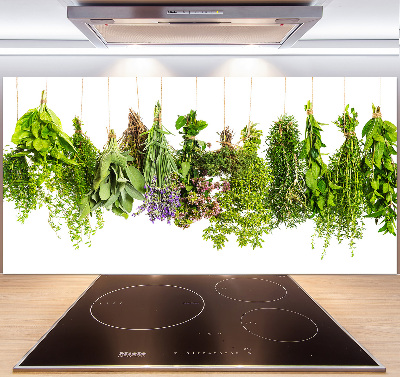 Cooker splashback Herbs on a string