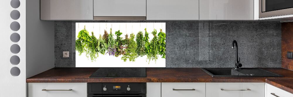 Cooker splashback Herbs on a string