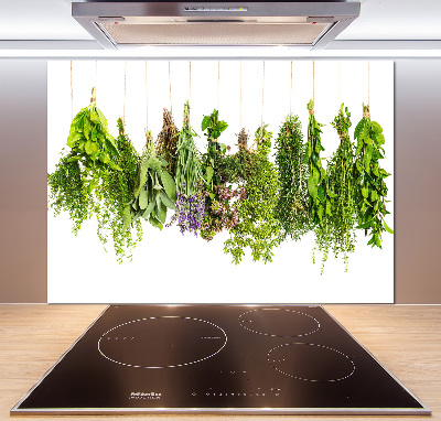 Cooker splashback Herbs on a string