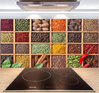 Glass splashback Spices and herbs