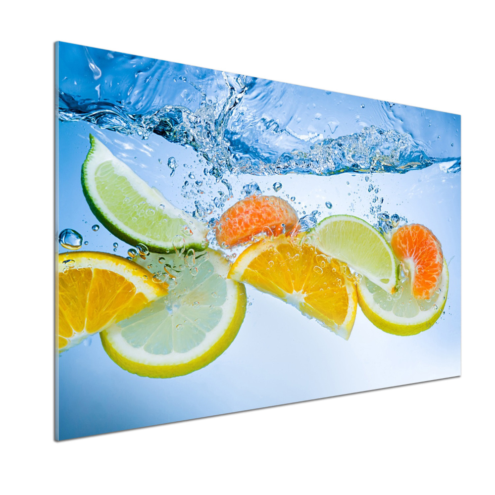 Glass splashback Citruses under water