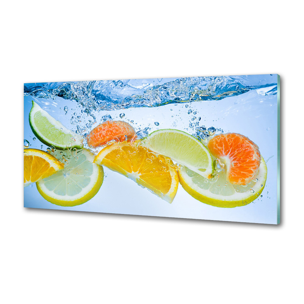 Glass splashback Citruses under water