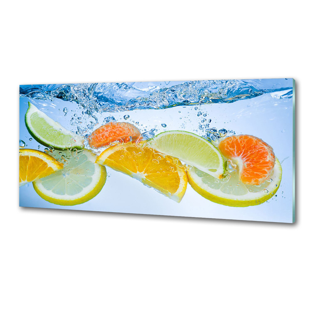 Glass splashback Citruses under water