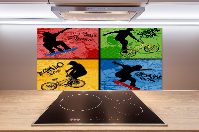 Kitchen wall panels Bicycle and skateboard