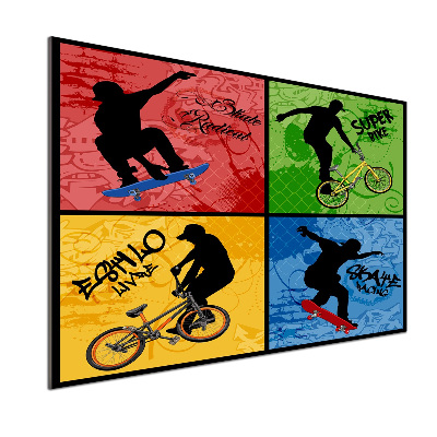 Kitchen wall panels Bicycle and skateboard