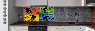 Kitchen wall panels Bicycle and skateboard