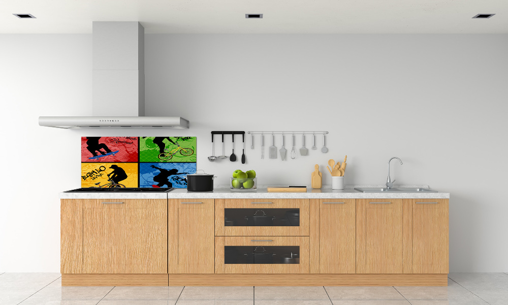 Kitchen wall panels Bicycle and skateboard