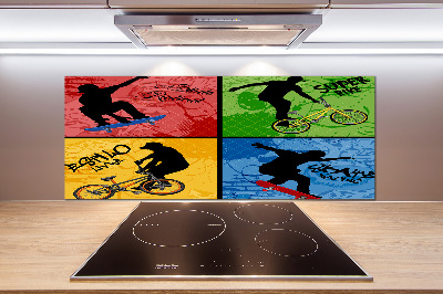 Kitchen wall panels Bicycle and skateboard