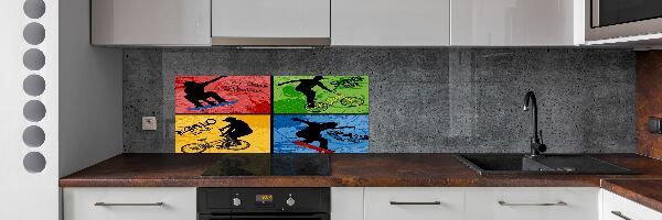 Kitchen wall panels Bicycle and skateboard