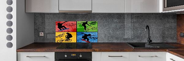 Kitchen wall panels Bicycle and skateboard