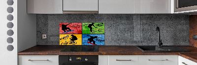 Kitchen wall panels Bicycle and skateboard