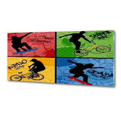 Kitchen wall panels Bicycle and skateboard