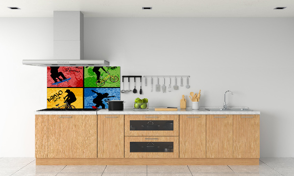 Kitchen wall panels Bicycle and skateboard