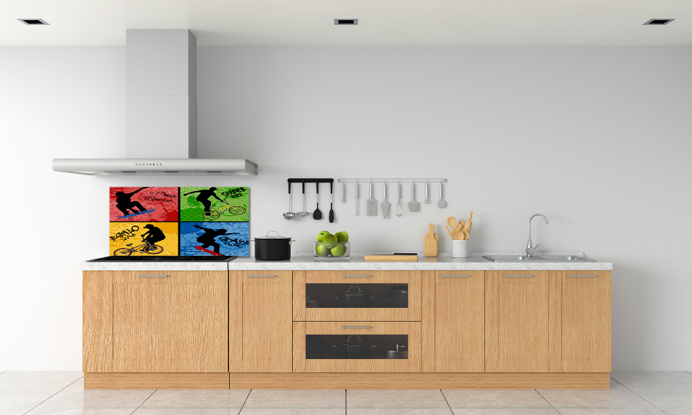 Kitchen wall panels Bicycle and skateboard